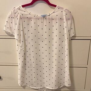 CeCe White Blouse with Black Polka Dots